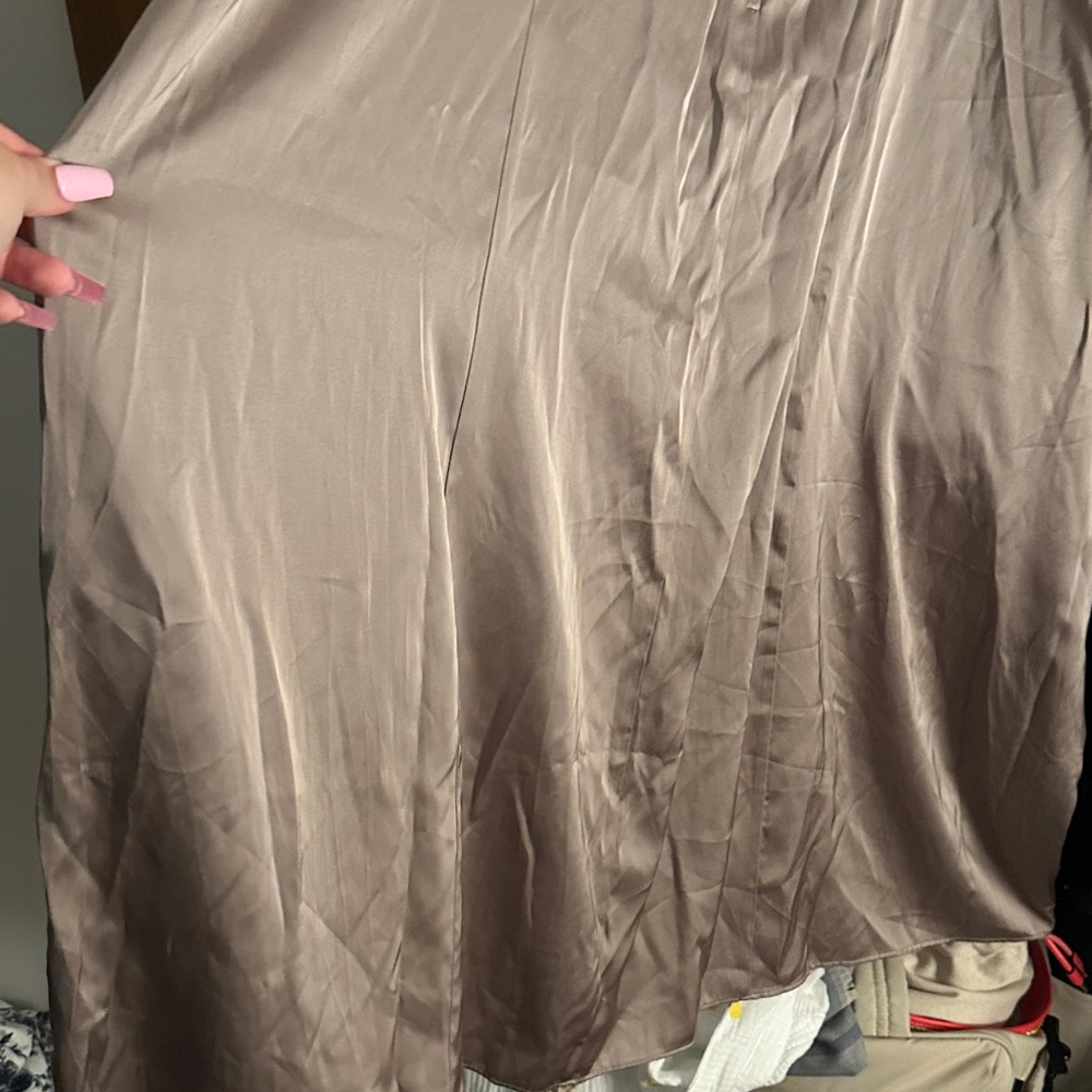 Abercrombie & Fitch Strapless Satin Dress in Taupe - Picture 4 of 6